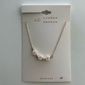 LC Lauren Conrad White Floral RoseGold Necklace